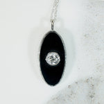 Moody Black Onyx & Old Mine Cut Diamond Necklace