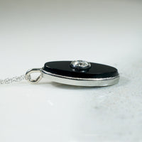 Moody Black Onyx & Old Mine Cut Diamond Necklace