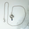 Art Deco Engraved White Gold Diamond & Sapphire Necklace