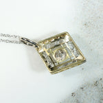 Lacy Latticed Lozenge White Gold & Diamond Pendant