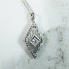 Filigreed & Engraved White Gold & Diamond Pendant