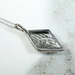 Filigreed & Engraved White Gold & Diamond Pendant