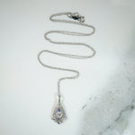 Delightful Diamond & Sapphire White Gold Drop Pendant