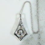 Graceful Deco Pendant with Diamond Dangle