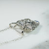 Fanciful Filigree Diamond & Sapphire in White Gold Necklace