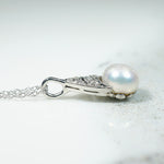 Victorian Diamond & Platinum Pendant with Silvery Pearl