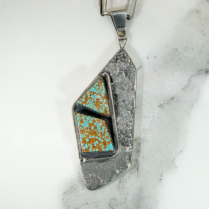 Red-Veined Kingman Turquoise & Sterling Modenist Necklace