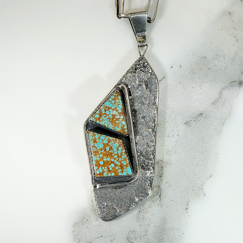 Red-Veined Kingman Turquoise & Sterling Modenist Necklace