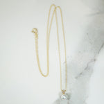 Cultured Pearl & Gold Solitaire Necklace