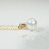 Cultured Pearl & Gold Solitaire Necklace