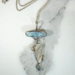 Sterling & Opal Necklace with Gold Accents Signed Bluejacket