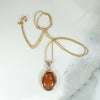Spicy Red Jade in Gold Pendant with Diamond