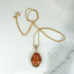 Spicy Red Jade in Gold Pendant with Diamond
