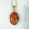 Spicy Red Jade in Gold Pendant with Diamond