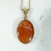 Spicy Red Jade in Gold Pendant with Diamond