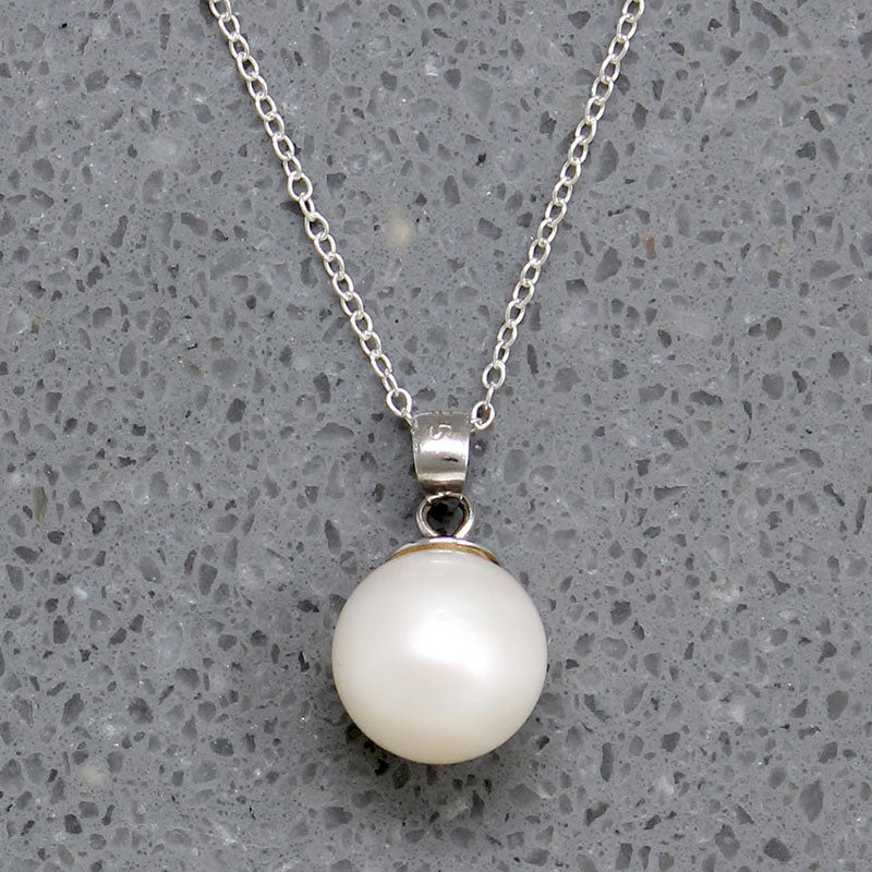 Solitary Cultured Pearl on Sterling Silver Necklace