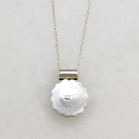 Cheerful Blue Art Glass in Silver Petaled Pendant