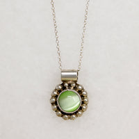 Fresh Green Art Glass in Mexican Silver Pendant