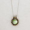 Fresh Green Art Glass in Mexican Silver Pendant