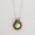 Fresh Green Art Glass in Mexican Silver Pendant