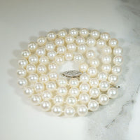 Glossy White 25.5" Pearl Necklace with White Gold Clasp