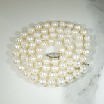 Glossy White 25.5" Pearl Necklace with White Gold Clasp