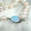 Pastel Pearls on Blue Silk with Opal Clasp