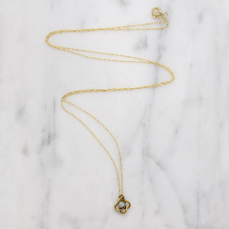 Petite Love Knot Necklace with Wee Opal