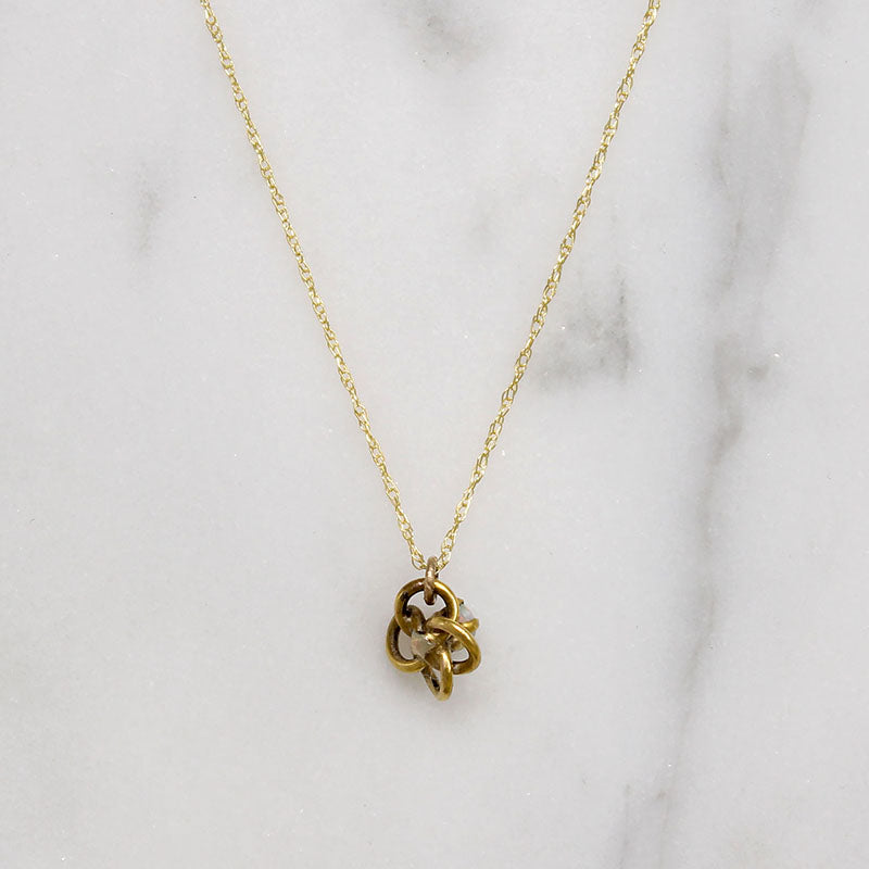 Petite Love Knot Necklace with Wee Opal