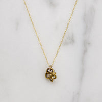 Petite Love Knot Necklace with Wee Opal