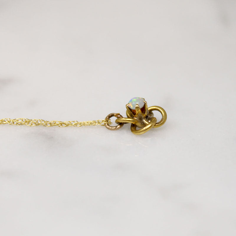 Petite Love Knot Necklace with Wee Opal