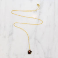 Engraved Gold & Garnet Love Knot Necklace