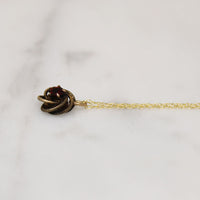 Engraved Gold & Garnet Love Knot Necklace