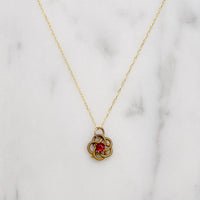 Witchy Gold & Ruby Pentagram Love Knot Pendant