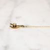 Wee Gold Wishbone Pendant with Tiny Pink Opal