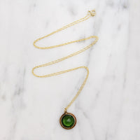 Poison Green Art Glass in Gold Pendant