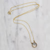 Moonstone Cabochon in Gold Bezel Necklace