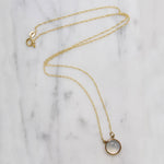 Moonstone Cabochon in Gold Bezel Necklace