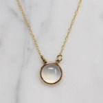 Moonstone Cabochon in Gold Bezel Necklace