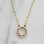 Moonstone Cabochon in Gold Bezel Necklace