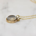 Moonstone Cabochon in Gold Bezel Necklace