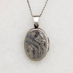 Victorian Revival Foliate Engraved Oval Sterling Silver Locket