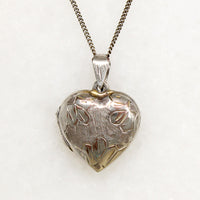 Sterling Heart Locket with Gilded Sunflowers