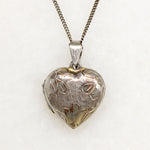 Sterling Heart Locket with Gilded Sunflowers
