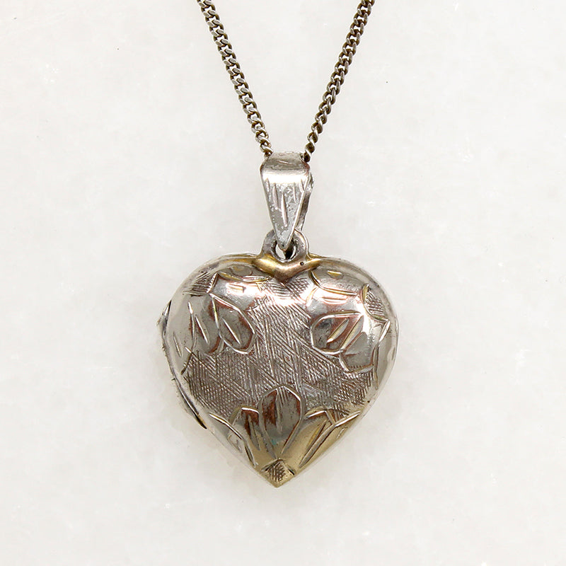 Sterling Heart Locket with Gilded Sunflowers