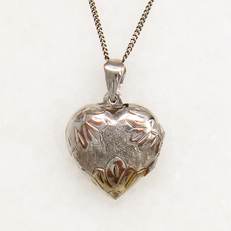 Sterling Heart Locket with Gilded Sunflowers