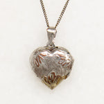 Sterling Heart Locket with Gilded Sunflowers