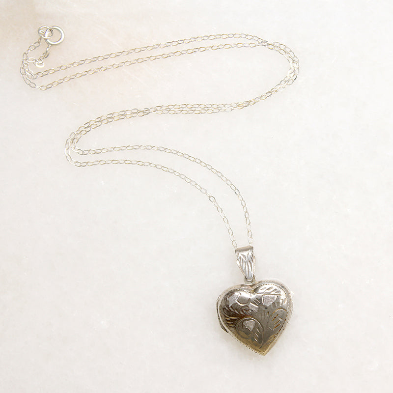 Darling Engraved Sterling Silver Heart Locket 