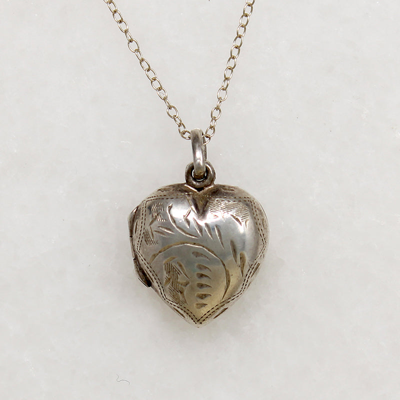 Chubby Engraved Sterling Silver Heart Locket