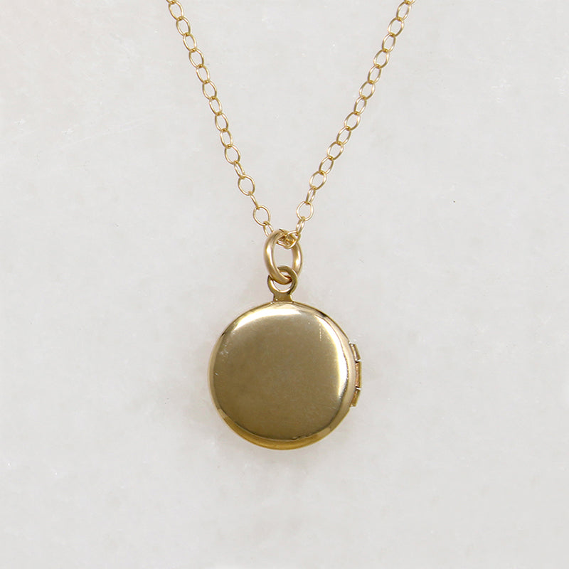 Tiny Round Gold-Tone Locket with Florentine Finish